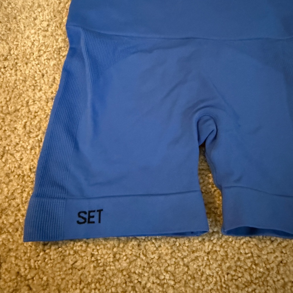 SET Active High-Rise Seamless Bike Shorts in Bright Blue - Picture 3 of 5